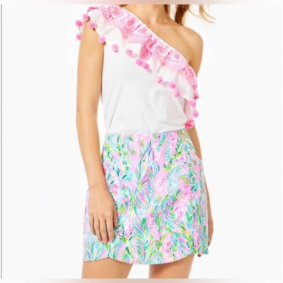 NWT Lilly Pulitzer One Shoulder Embroidered Idara Resort Top XXS - Picture 2 of 14
